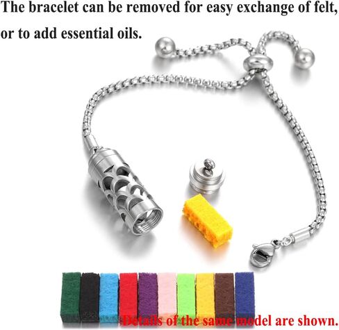 سوار موزع الزيوت العطرية من جين سمايل: قلادة أنيقة من الفولاذ المقاوم للصدأ، تطلق العنان لقوة العلاج العطري، مجموعة هدايا فريدة، XL105-1 in Kuwait