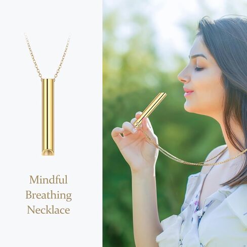 قلادة القلق - قلادة التنفس للتأمل، أداة اليقظة الذهنية للتنفس، التأمل، الاسترخاء، الهدوء وتقليل التوتر، قلادة تخفيف التوتر، هدية تخفيف التوتر للرجال والنساء in Kuwait