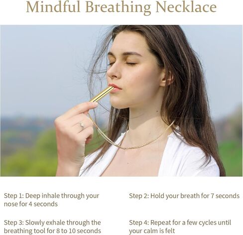 قلادة القلق - قلادة التنفس للتأمل، أداة اليقظة الذهنية للتنفس، التأمل، الاسترخاء، الهدوء وتقليل التوتر، قلادة تخفيف التوتر، هدية تخفيف التوتر للرجال والنساء in Kuwait