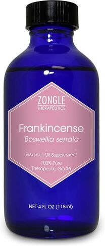 Pure Frankincense Essential Oil by Zongle – Supplement, 100% Pure Natural, Therapeutic & Food Grade Boswellia Serrata for Pain, Skin, Face, Knee, Edible, Ingestible, Oral Use – 4 OZ in Saudi Arabia