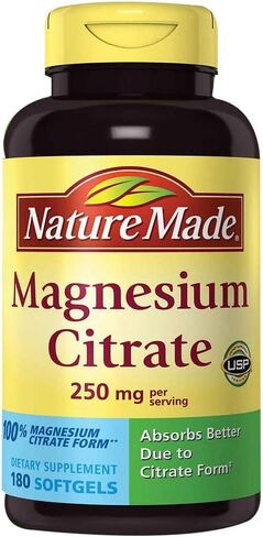 Nature Made Magnesium Citrate 250 mg Dietary Supplement (Netcount 180 Soft Gels), 180Count in Saudi Arabia