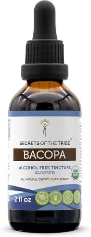 Secrets of the Tribe Bacopa USDA Organic | Alcohol-Free Extract, High-Potency Herbal Drops | Made from 100% Certified Organic Bacopa (Bacopa Monnieri) Dried Herb (4 oz) in Saudi Arabia