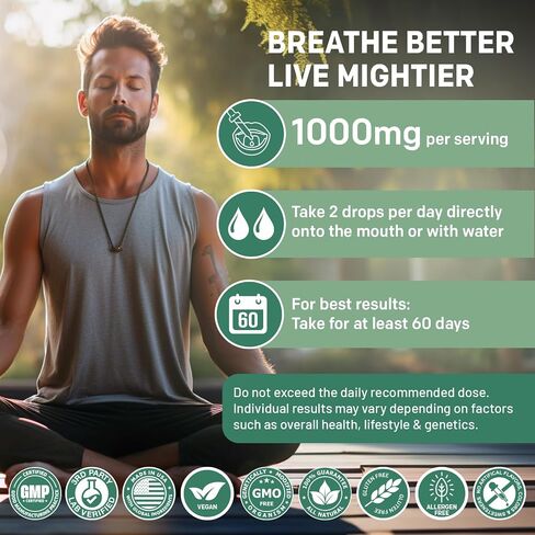 5-in-1 Mullein Drops for Lungs - Mullein Leaf Extract for Lungs Detox and Respiratory Lung Health - Mullein Tincture with Elderberry, Marshmallow & Ginger Root for Bronchial Support - 60 Servings in Saudi Arabia