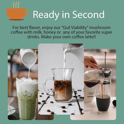 ECO-TASTE Mushroom Coffee Mix, Designed for Gut-Health with Chaga, Lion's Mane, Turkey Tail, Yacon and Probiotics – 12 Sachets in Saudi Arabia