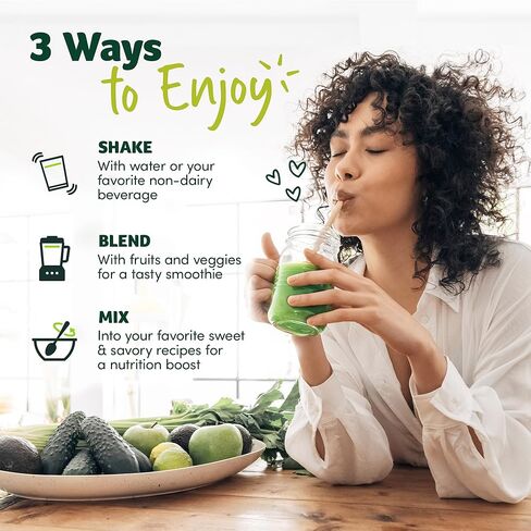 مزيج عصير مسحوق أخضر عضوي مستوحى بحتة، بدون نكهة (24 حصة) - البروبيوتيك لصحة الجهاز الهضمي مع سبيرولينا وكلوريلا لصحة الأمعاء - نباتي وخالي من الغلوتين in Kuwait