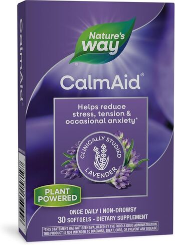 Nature's Way CalmAid، يساعد على إدارة التوتر والإجهاد، اللافندر المدروس سريريًا، لا يسبب النعاس، 90 كبسولة هلامية in Saudi Arabia