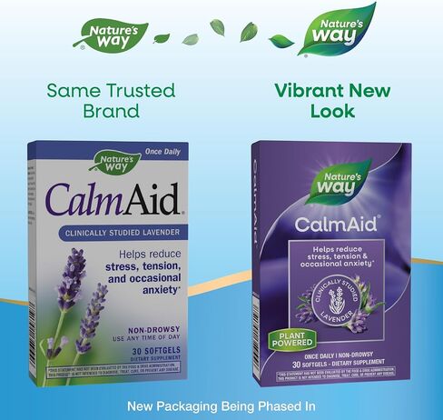Nature's Way CalmAid، يساعد على إدارة التوتر والإجهاد، اللافندر المدروس سريريًا، لا يسبب النعاس، 90 كبسولة هلامية in Saudi Arabia