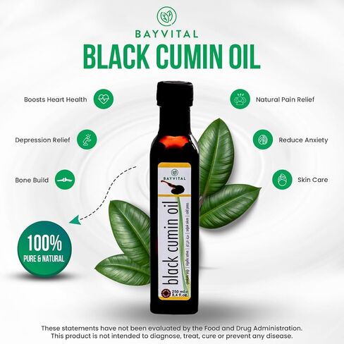 Black Cumin Oil (Black Seed Oil) 100% Pure Cold Pressed, 100% Turkish Black Cumin Nigella Sativa Seed Oil, Non-GMO, Black Cumin Seed Oil 2 PCS in Saudi Arabia