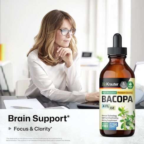 Bacopa Monnieri Organic Tincture - Cognitive Health Support Liquid Supplement - Organic Bacopa Herbal Extract - Alcohol & Sugar Free Vegan Drops 4 Fl.Oz. in Saudi Arabia