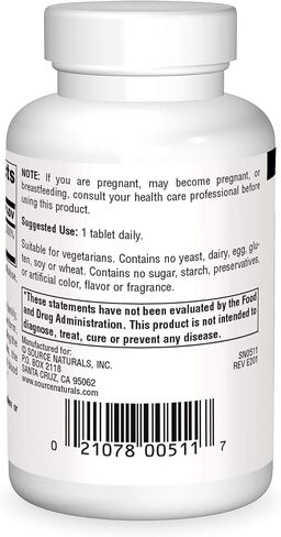 Source Naturals Pantothenic Acid 100 mg Vitamin B-5 Dietary Supplement - 250 Tablets in Saudi Arabia