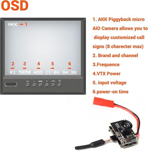 كاميرا Piggyback Micro AIO FPV 5.8G 40CH VTX تدعم OSD SmartAudio 400 ميجاوات مع مخرج FPV وضع الحفرة 600TVL NTSC 120 FOV كاميرا سباق خفيفة للغاية لطائرة FPV RC in Kuwait