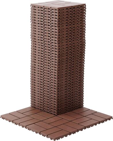 44 Pack Plastic Interlocking Deck Tiles, 12"x12" Square Waterproof Outdoor Floor All Weather Use, Patio Floor Decking for Porch Poolside Balcony Backyard in Saudi Arabia