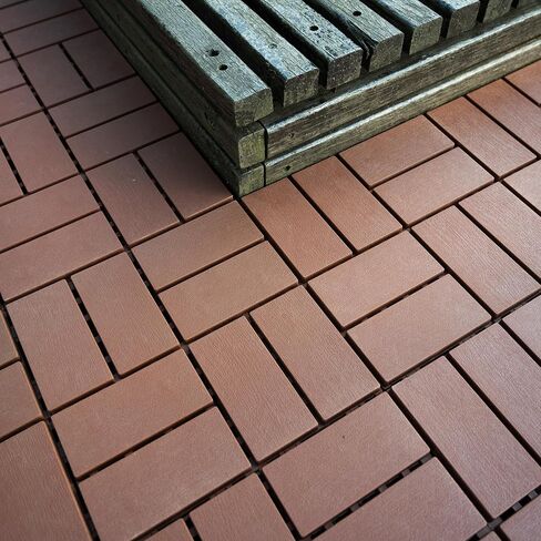 44 Pack Plastic Interlocking Deck Tiles, 12"x12" Square Waterproof Outdoor Floor All Weather Use, Patio Floor Decking for Porch Poolside Balcony Backyard in Saudi Arabia