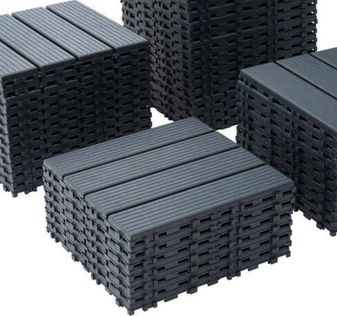 44 Pack Plastic Interlocking Deck Tiles, 12"x12" Square Waterproof Outdoor Floor All Weather Use, Patio Floor Decking for Porch Poolside Balcony Backyard in Saudi Arabia