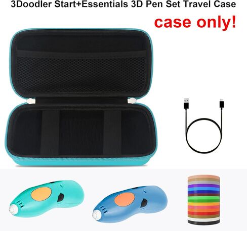 حقيبة سفر صلبة لـ 3Doodler Start+ Essentials (2022) مجموعة أقلام ثلاثية الأبعاد للأطفال، حامل منظم تخزين أقلام الطباعة ثلاثية الأبعاد، جيب شبكي إضافي يناسب خيوط بلاستيكية، شاحن. أخضر in Kuwait