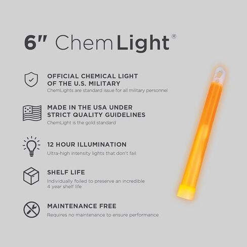Cyalume Military Grade Red Glow Sticks - Premium Bright 6" ChemLight Emergency Glow Sticks with 8 Hour Duration (Bulk Pack of 10 Chem Lights) in Saudi Arabia