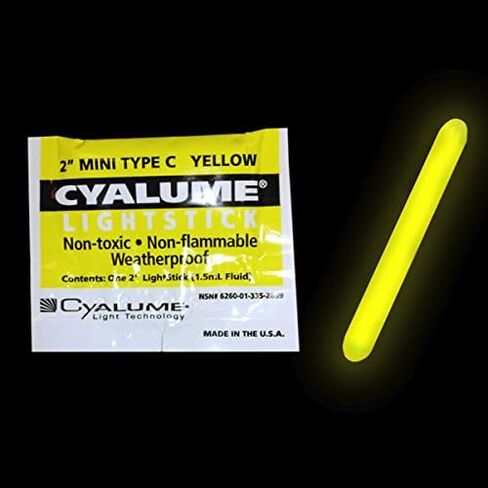 Cyalume ChemLight Mini Light Stick، درجة عسكرية، مدة 4 ساعات، 2 بوصة، 50 عبوة in Kuwait