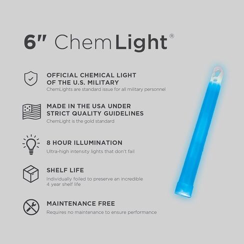 Cyalume Military Grade White Glow Sticks - Premium Bright 6" ChemLight Emergency Glow Sticks with 8 Hour Duration (Bulk Pack of 10 Chem Lights) in Saudi Arabia