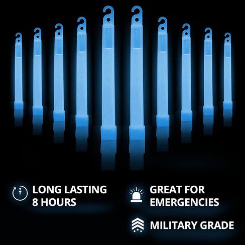 Cyalume Military Grade White Glow Sticks - Premium Bright 6" ChemLight Emergency Glow Sticks with 8 Hour Duration (Bulk Pack of 10 Chem Lights) in Saudi Arabia