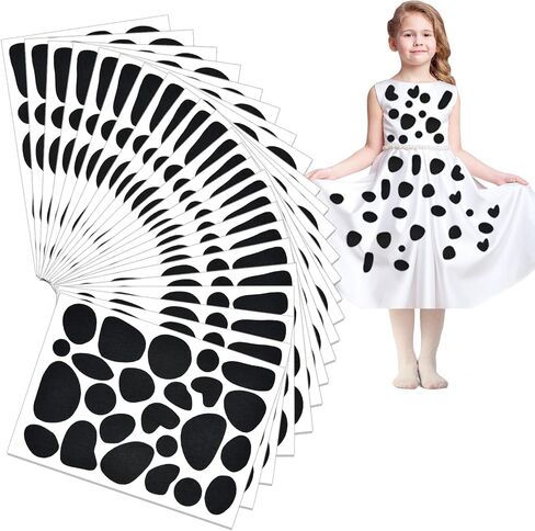 12 Sheets Black Adhesive Felt Circles Self Adhesive Felt Pads Irregular Felt Spotty Dog Style Felt 288 Pieces Small Dalmatian Dots Felt Stickers for Adult Kids Halloween Party DIY Projects Costume in Saudi Arabia