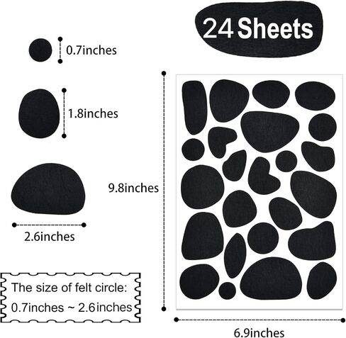 12 Sheets Black Adhesive Felt Circles Self Adhesive Felt Pads Irregular Felt Spotty Dog Style Felt 288 Pieces Small Dalmatian Dots Felt Stickers for Adult Kids Halloween Party DIY Projects Costume in Saudi Arabia