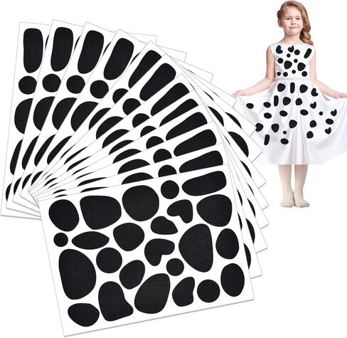 12 Sheets Black Adhesive Felt Circles Self Adhesive Felt Pads Irregular Felt Spotty Dog Style Felt 288 Pieces Small Dalmatian Dots Felt Stickers for Adult Kids Halloween Party DIY Projects Costume in Saudi Arabia
