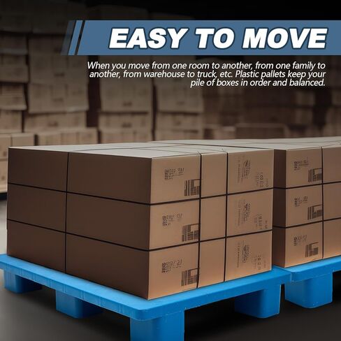 منصات بلاستيكية للتخزين في الطابق السفلي، سهلة التكديس، منصات أرضية بلاستيكية خفيفة الوزن للمستودعات الداخلية، أرضيات الحديقة، سوبر ماركت الطابق السفلي، 39 × 23 × 5 بوصة، أزرق (4 قطع) in Kuwait