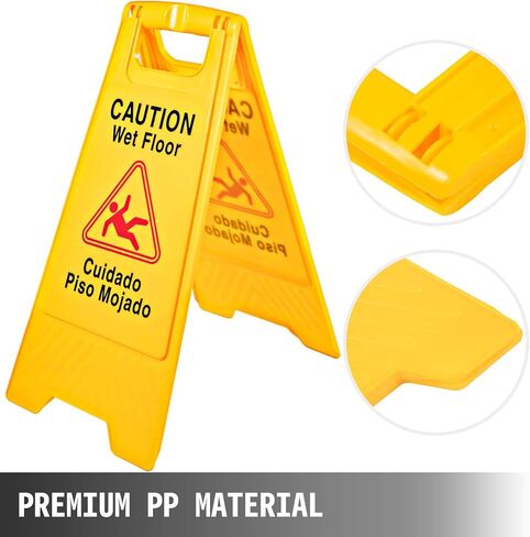 VEVOR 6 Pack Caution Wet Floor Signs Yellow Wet Floor Sign Double Sided Fold-Out Bilingual Floor Wet Sign Public Safety Wet Floor Cones for Indoors and Outdoors… in Saudi Arabia
