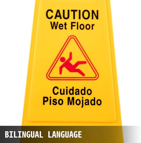 VEVOR 6 Pack Caution Wet Floor Signs Yellow Wet Floor Sign Double Sided Fold-Out Bilingual Floor Wet Sign Public Safety Wet Floor Cones for Indoors and Outdoors… in Saudi Arabia