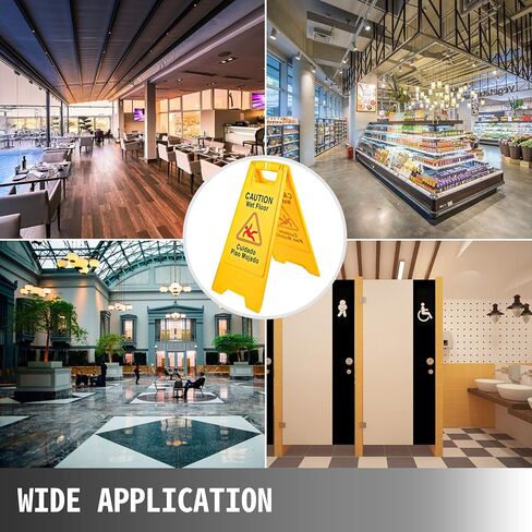 VEVOR 6 Pack Caution Wet Floor Signs Yellow Wet Floor Sign Double Sided Fold-Out Bilingual Floor Wet Sign Public Safety Wet Floor Cones for Indoors and Outdoors… in Saudi Arabia