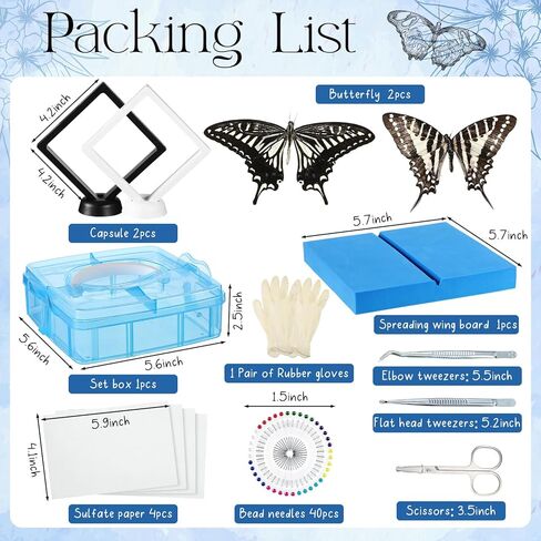 مجموعة أدوات عينات الحشرات، عينة الفراشة لتعليم الفصول الدراسية، دبابيس الحشرات، أجنحة الضغط، ملاقط ورقية، مقص، قفازات، علبة عرض الحشرات، مجموعة الحشرات لمشاريع بيولوجيا الحشرات in Kuwait