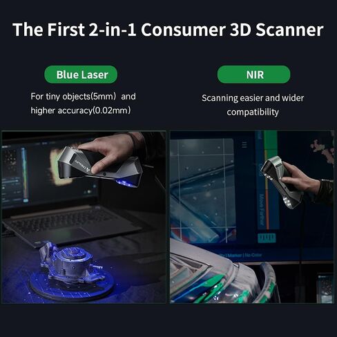 Creality 3D Scanner Raptor للطباعة ثلاثية الأبعاد، ماسح ضوئي محمول بدقة 0.02 مم، ضوء أزرق صناعي، تتبع مضاد للاهتزاز، سرعة مسح تصل إلى 60 إطارًا في الثانية تدعم كائنات 5-2000 مم لنظام التشغيل Windows Mac in Kuwait