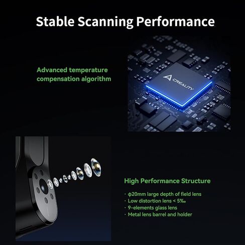 Creality 3D Scanner Raptor للطباعة ثلاثية الأبعاد، ماسح ضوئي محمول بدقة 0.02 مم، ضوء أزرق صناعي، تتبع مضاد للاهتزاز، سرعة مسح تصل إلى 60 إطارًا في الثانية تدعم كائنات 5-2000 مم لنظام التشغيل Windows Mac in Kuwait