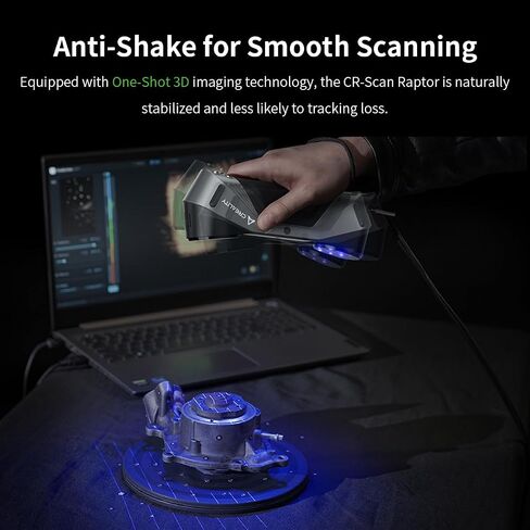Creality 3D Scanner Raptor للطباعة ثلاثية الأبعاد، ماسح ضوئي محمول بدقة 0.02 مم، ضوء أزرق صناعي، تتبع مضاد للاهتزاز، سرعة مسح تصل إلى 60 إطارًا في الثانية تدعم كائنات 5-2000 مم لنظام التشغيل Windows Mac in Kuwait
