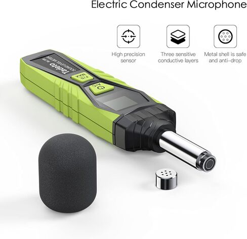 مقياس ديسيبل، جهاز قياس مستوى الصوت الرقمي Tadeto، جهاز قياس مستوى الصوت SPL المحمول من 30 ديسيبل إلى 130 ديسيبل بحد أقصى لحمل البيانات مع إضاءة خلفية لشاشة LCD ومكيف الهواء المرجح للمصانع المنزلية (برتقالي) in Kuwait