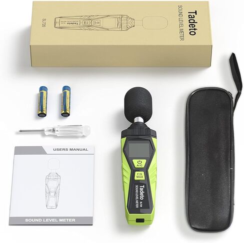 مقياس ديسيبل، جهاز قياس مستوى الصوت الرقمي Tadeto، جهاز قياس مستوى الصوت SPL المحمول من 30 ديسيبل إلى 130 ديسيبل بحد أقصى لحمل البيانات مع إضاءة خلفية لشاشة LCD ومكيف الهواء المرجح للمصانع المنزلية (برتقالي) in Kuwait