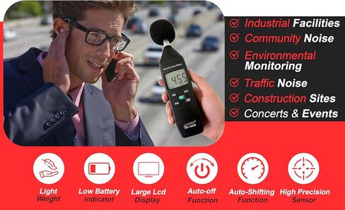 SM-130DB قارئ مقياس الديسيبل الرقمي ومقياس مستوى الصوت من النوع 2 مع شهادة المعايرة. جهاز قياس لمراقبة الضوضاء البيئية والميكانيكية - التصنيع، المكتب، الفصل الدراسي in Kuwait