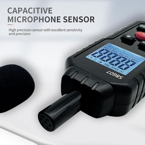 Digital Decibel Meter,Sound Level Meter with 30 to 130 dBA for Classroom,Home,Hand-held Noise Meter,Audio Noise Measurement,Backlit LCD Display,Fast/Slow/MAX/MIN/Data Hold in Kuwait