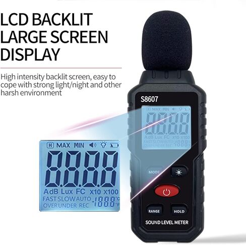 Digital Decibel Meter,Sound Level Meter with 30 to 130 dBA for Classroom,Home,Hand-held Noise Meter,Audio Noise Measurement,Backlit LCD Display,Fast/Slow/MAX/MIN/Data Hold in Kuwait