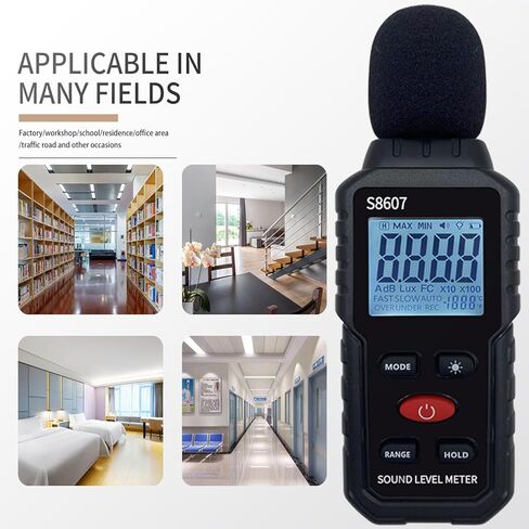 Digital Decibel Meter,Sound Level Meter with 30 to 130 dBA for Classroom,Home,Hand-held Noise Meter,Audio Noise Measurement,Backlit LCD Display,Fast/Slow/MAX/MIN/Data Hold in Kuwait