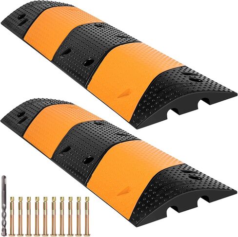 VEVOR Rubber Speed Bump, 2 Pack 2 Channel Speed Bump Hump, 72.8" Long Modular Speed Bump Rated 22000 LBS Load Capacity, 72.8 x 12.2 x 2.2 Garage Speed Bump for Asphalt Concrete Gravel Driveway-6 FT in Saudi Arabia