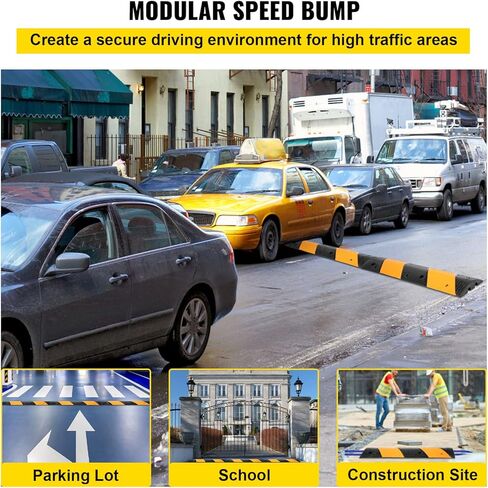 VEVOR Rubber Speed Bump, 2 Pack 2 Channel Speed Bump Hump, 72.8" Long Modular Speed Bump Rated 22000 LBS Load Capacity, 72.8 x 12.2 x 2.2 Garage Speed Bump for Asphalt Concrete Gravel Driveway-6 FT in Saudi Arabia