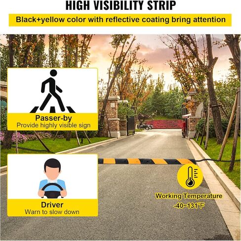 VEVOR Rubber Speed Bump, 2 Pack 2 Channel Speed Bump Hump, 72.8" Long Modular Speed Bump Rated 22000 LBS Load Capacity, 72.8 x 12.2 x 2.2 Garage Speed Bump for Asphalt Concrete Gravel Driveway-6 FT in Saudi Arabia