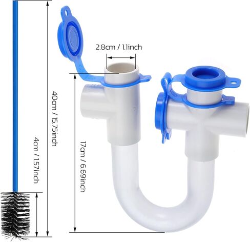4Pack 3/4" Standard Condensate Trap with 19" Cleaning Brush PVC Transparent U Trap for HVAC Systems, Air Conditioner, Effectively Drains Condensate in Kuwait