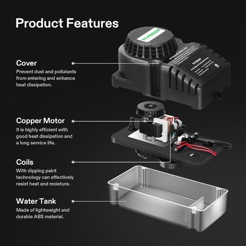 VIVOSUN Automatic Condensate Removal Pump with Transparent Base, 115 Volts/60Hz, 80GPH, 1/30 HP, Safety Switch and Tubing for Air Conditioners, Dehumidifiers, Ice Machines, and Furnaces in Saudi Arabia