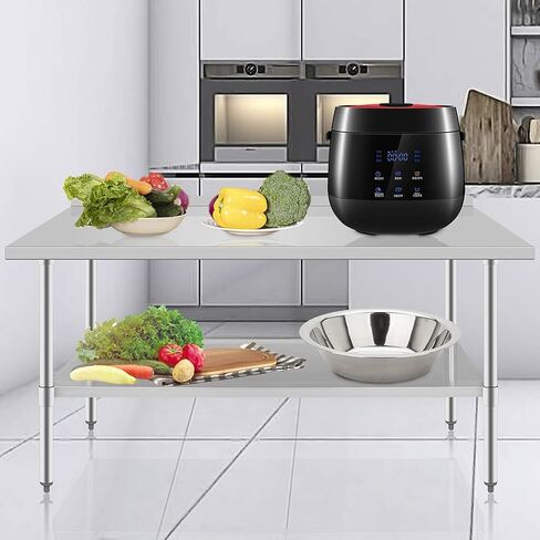 طاولة من الفولاذ المقاوم للصدأ مقاس 60 بوصة × 24 بوصة مع طاولة عمل تجارية باكسبلاش وطاولة طعام خارجية وطاولة إعداد الشواء للجراج والمطاعم والفنادق والمنزل والمستودعات والمطبخ فضي in Kuwait