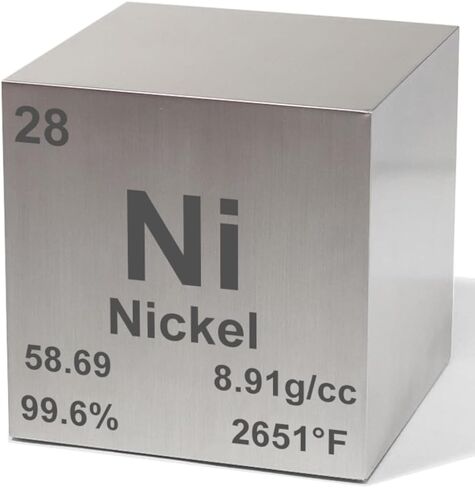 مكعب كثافة معدنية من النيكل 0.39 بوصة - عنصر نقي بنسبة 99.6% للكيمياء - تصميم الجدول الدوري للمجموعة العلمية والتعليم والهدايا in Kuwait