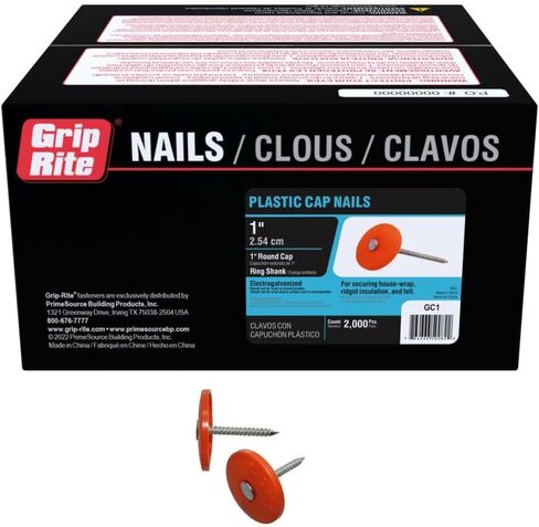 غطاء بلاستيكي دائري مقاس 1 بوصة من Grip Rite GC1، عدد 2000، بدون حجم in Saudi Arabia