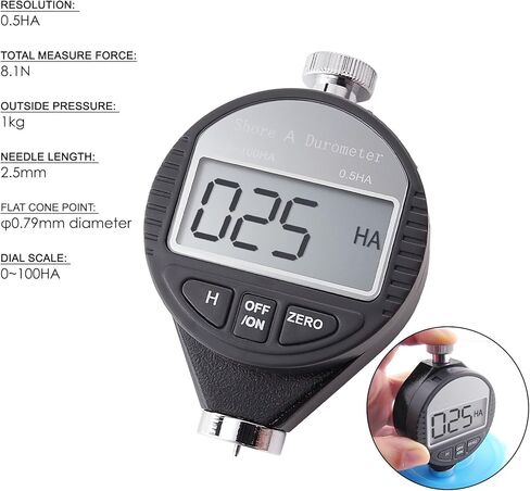 جهاز اختبار صلابة الشاطئ D المحمول 0-100HD من Gain Express مقياس التحمل الرقمي للمطاط والإطارات والبلاستيك والبلاستيك الحراري والأرضيات وكرة البولينج مع شاشة LCD كبيرة in Kuwait