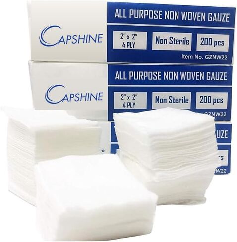 5000 قطعة (2 بوصة × 2 بوصة) وسادة شاش إسفنجية فاخرة غير منسوجة وغير معقمة من 4 طبقات - أسنان، صالونات التجميل، وسادات إسفنجية شاش لجميع الأغراض - أبيض in Kuwait